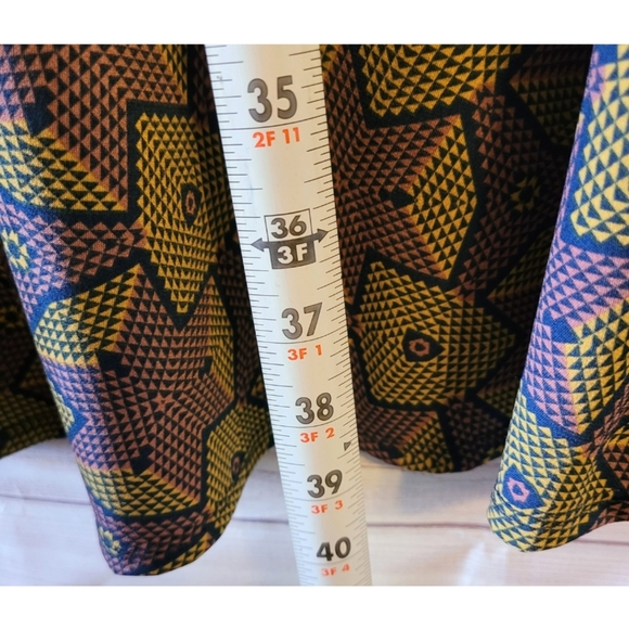 LuLaRoe Womens Gold Mauve Geometric Slinky Maxi Skirt Size XL Stretch Vaca Retro - Picture 5 of 6